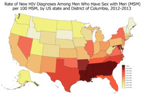 State MSM new HIV diagnosis rate per 100 - for AIDSVu blog